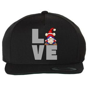 I Love Ski Dad Gnome Graphic Funny Winter Lover Gift Wool Snapback Cap