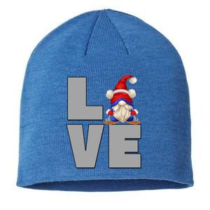 I Love Ski Dad Gnome Graphic Funny Winter Lover Gift Sustainable Beanie