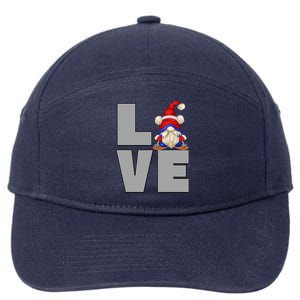 I Love Ski Dad Gnome Graphic Funny Winter Lover Gift 7-Panel Snapback Hat