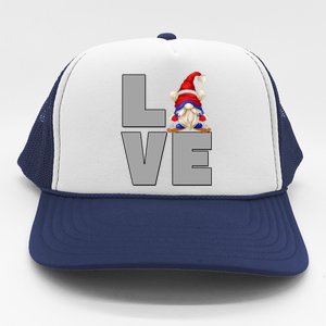 I Love Ski Dad Gnome Graphic Funny Winter Lover Gift Trucker Hat