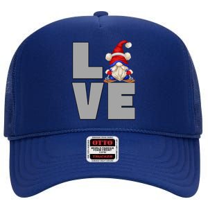 I Love Ski Dad Gnome Graphic Funny Winter Lover Gift High Crown Mesh Back Trucker Hat