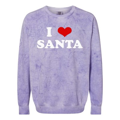 I Love Santa Funny Red Heart Love Christmas Xmas Humor Colorblast Crewneck Sweatshirt