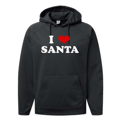 I Love Santa Funny Red Heart Love Christmas Xmas Humor Performance Fleece Hoodie