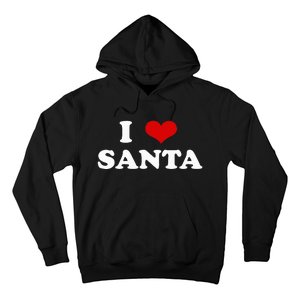 I Love Santa Funny Red Heart Love Christmas Xmas Humor Hoodie