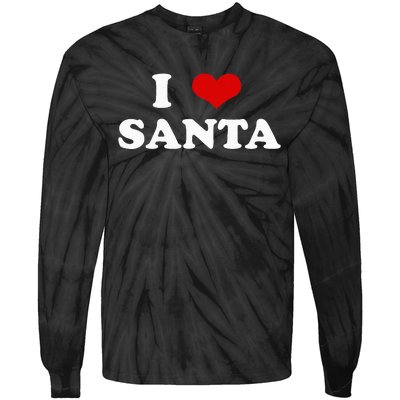 I Love Santa Funny Red Heart Love Christmas Xmas Humor Tie-Dye Long Sleeve Shirt