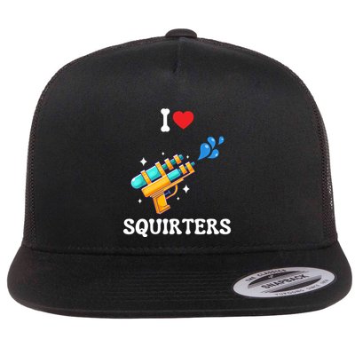 I Love Squirters Funny Flatbill Hat