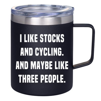 I Like Stocks And Cycling Funny Day Trader Stock Market Gift 12oz Stainless Steel Coffee Mug