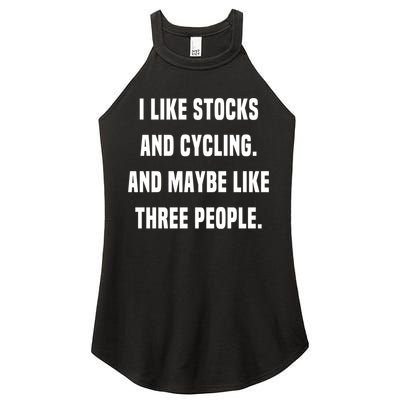 I Like Stocks And Cycling Funny Day Trader Stock Market Gift Women's Perfect Tri Rocker Tank