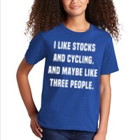 I Like Stocks And Cycling Funny Day Trader Stock Market Gift Kids T-Shirt
