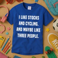 I Like Stocks And Cycling Funny Day Trader Stock Market Gift Kids T-Shirt