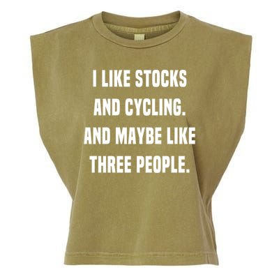 I Like Stocks And Cycling Funny Day Trader Stock Market Gift Garment-Dyed Women's Muscle Tee