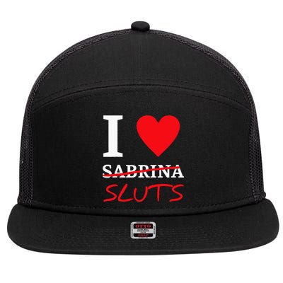 I Love Sabrinasluts Apparel 7 Panel Mesh Trucker Snapback Hat