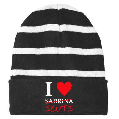 I Love Sabrinasluts Apparel Striped Beanie with Solid Band