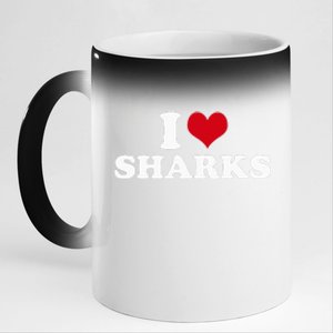 I Love Sharks 11oz Black Color Changing Mug