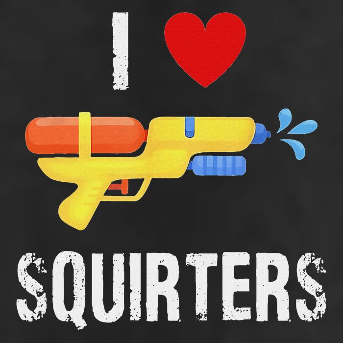 I Love Squirters Funny I Heart Squirters Water Gun 7 Panel Mesh Trucker Snapback Hat