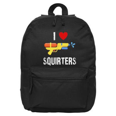 I Love Squirters Funny I Heart Squirters Water Gun 16 in Basic Backpack