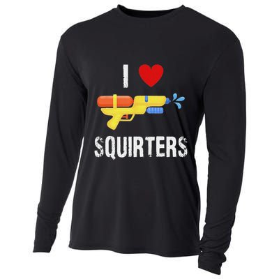 I Love Squirters Funny I Heart Squirters Water Gun Cooling Performance Long Sleeve Crew