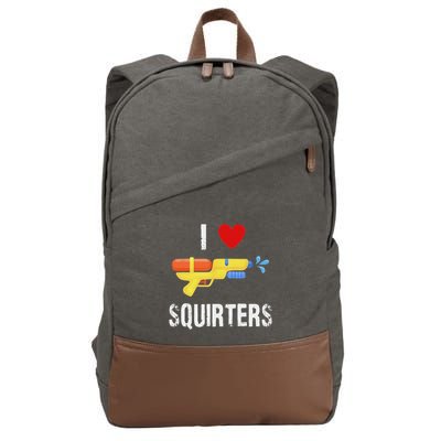 I Love Squirters Funny I Heart Squirters Water Gun Cotton Canvas Backpack