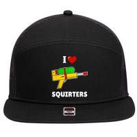 I Love Squirters Heart Design I Love Squirters 7 Panel Mesh Trucker Snapback Hat