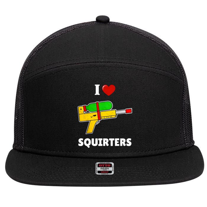 I Love Squirters Heart Design I Love Squirters 7 Panel Mesh Trucker Snapback Hat