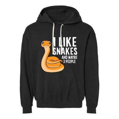 I Like Snakes And Maybe 3 People Snake Reptile Lover Cool Gift Garment-Dyed Fleece Hoodie