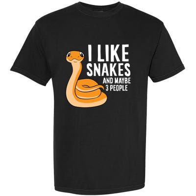 I Like Snakes And Maybe 3 People Snake Reptile Lover Cool Gift Garment-Dyed Heavyweight T-Shirt