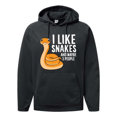 I Like Snakes And Maybe 3 People Snake Reptile Lover Cool Gift Performance Fleece Hoodie