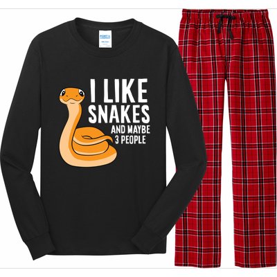 I Like Snakes And Maybe 3 People Snake Reptile Lover Cool Gift Long Sleeve Pajama Set