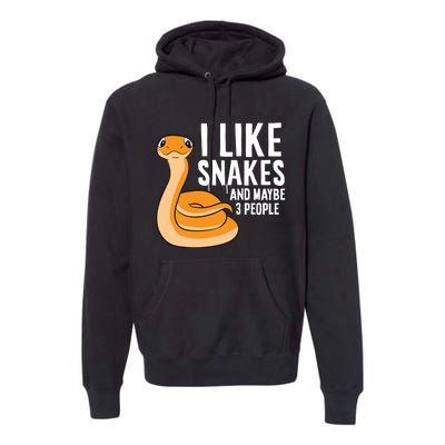 I Like Snakes And Maybe 3 People Snake Reptile Lover Cool Gift Premium Hoodie