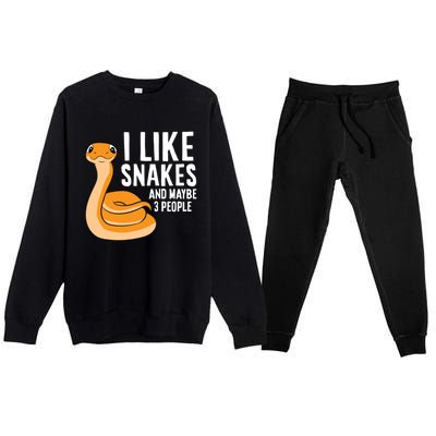 I Like Snakes And Maybe 3 People Snake Reptile Lover Cool Gift Premium Crewneck Sweatsuit Set