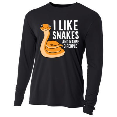 I Like Snakes And Maybe 3 People Snake Reptile Lover Cool Gift Cooling Performance Long Sleeve Crew