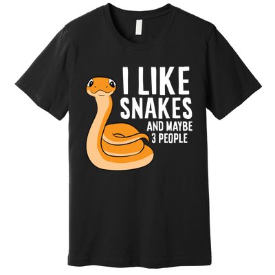 I Like Snakes And Maybe 3 People Snake Reptile Lover Cool Gift Premium T-Shirt