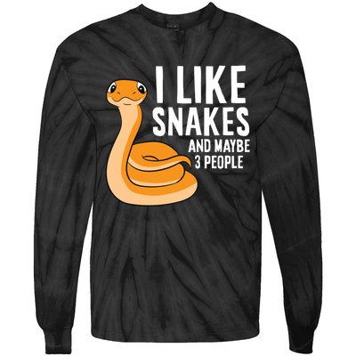 I Like Snakes And Maybe 3 People Snake Reptile Lover Cool Gift Tie-Dye Long Sleeve Shirt