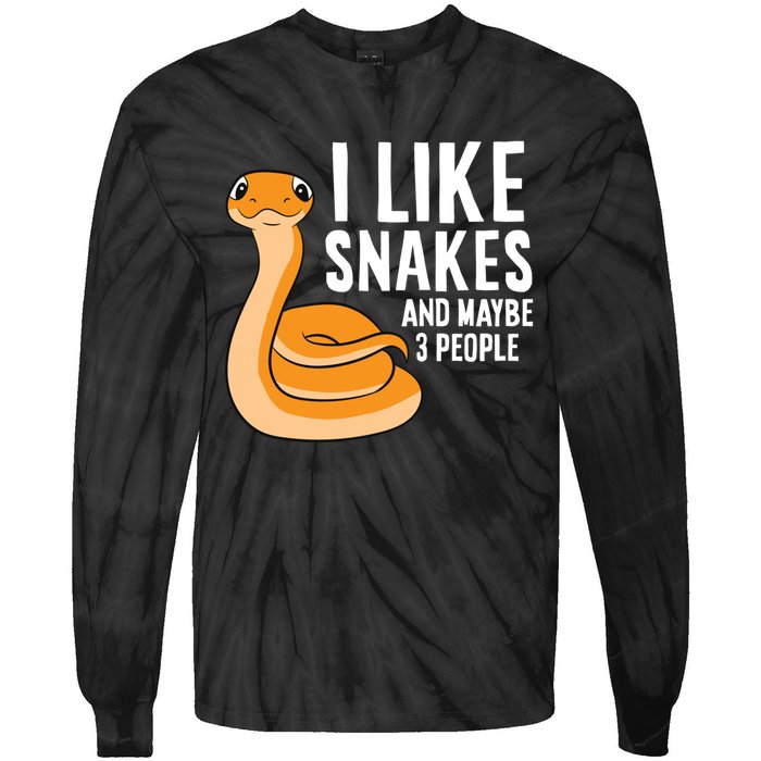 I Like Snakes And Maybe 3 People Snake Reptile Lover Cool Gift Tie-Dye Long Sleeve Shirt