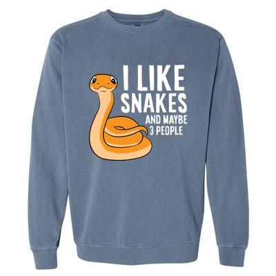 I Like Snakes And Maybe 3 People Snake Reptile Lover Cool Gift Garment-Dyed Sweatshirt