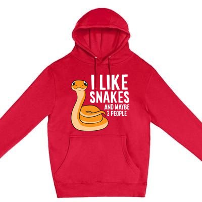 I Like Snakes And Maybe 3 People Snake Reptile Lover Cool Gift Premium Pullover Hoodie