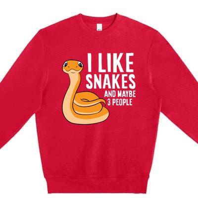 I Like Snakes And Maybe 3 People Snake Reptile Lover Cool Gift Premium Crewneck Sweatshirt