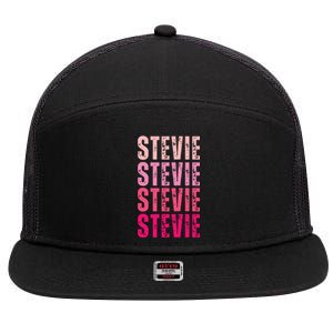 I Love Stevie First Name Funny Stevie 7 Panel Mesh Trucker Snapback Hat