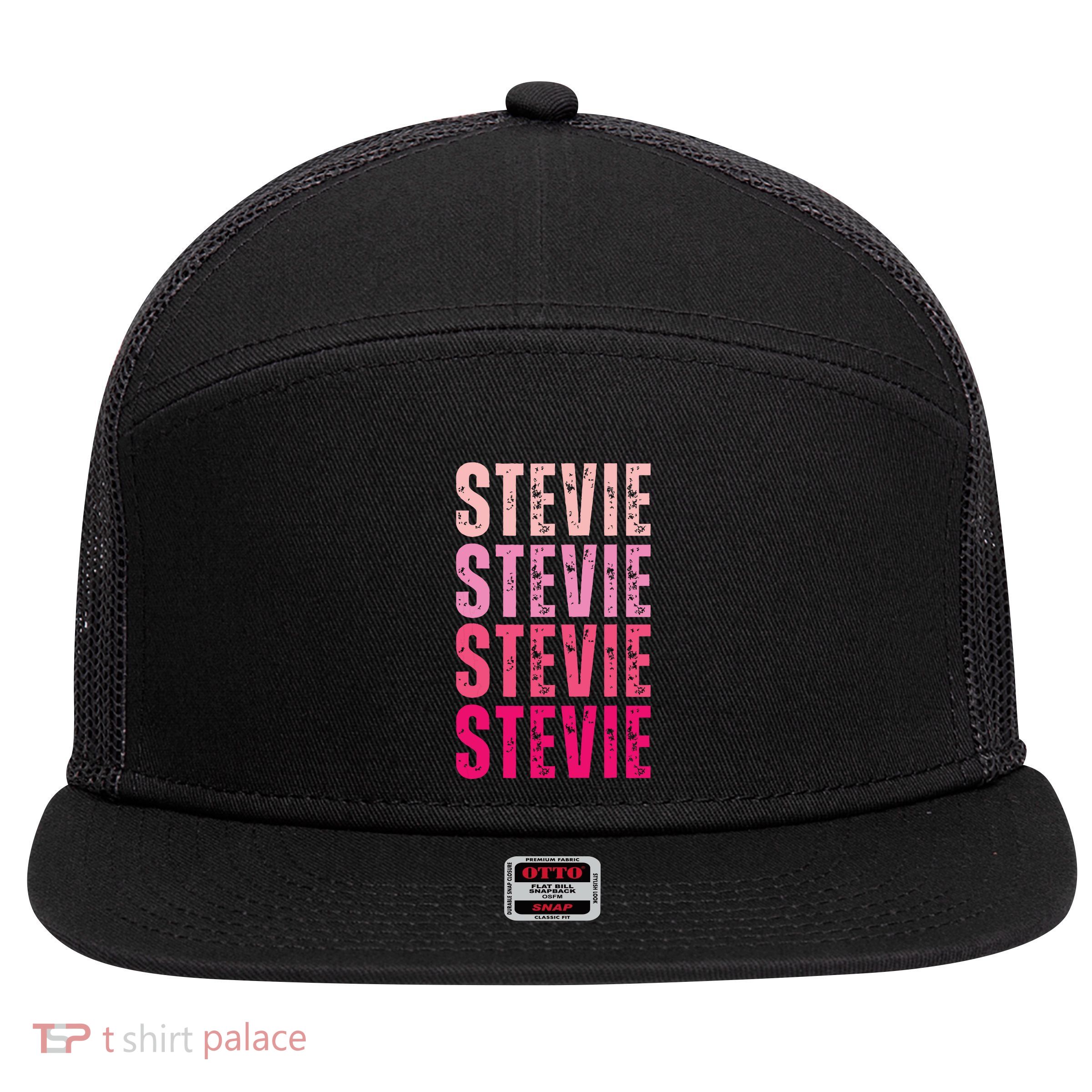 I Love Stevie First Name Funny Stevie 7 Panel Mesh Trucker Snapback Hat