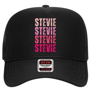 I Love Stevie First Name Funny Stevie High Crown Mesh Back Trucker Hat