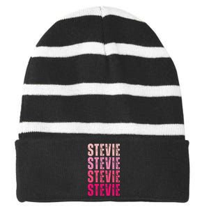 I Love Stevie First Name Funny Stevie Striped Beanie with Solid Band