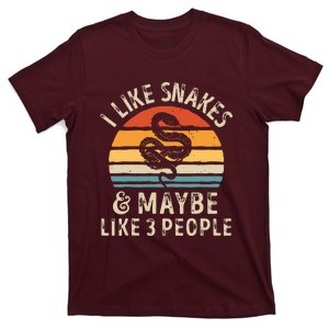 I Like Snakes And Maybe 3 People Snake Reptile Lover Retro T-Shirt