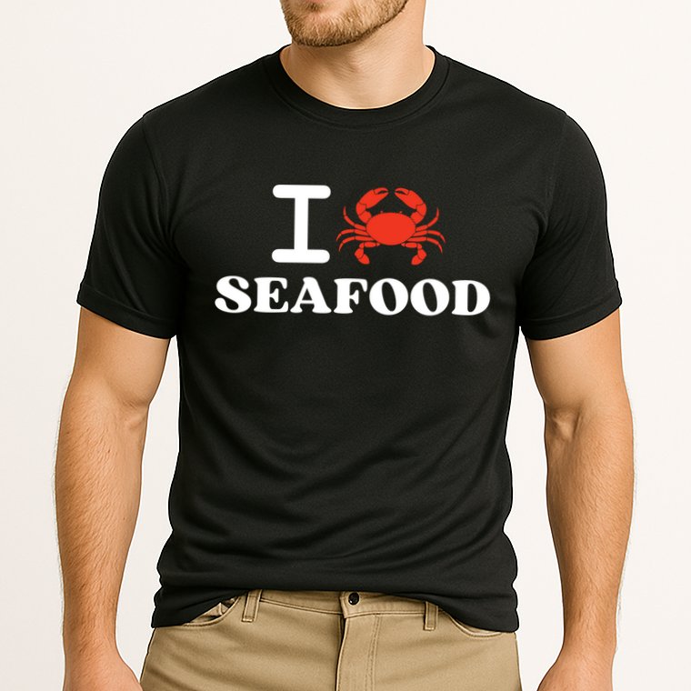 I Love Seafood Crab Shellfish National Seafood Month Gift Cooling Performance Crew T-Shirt