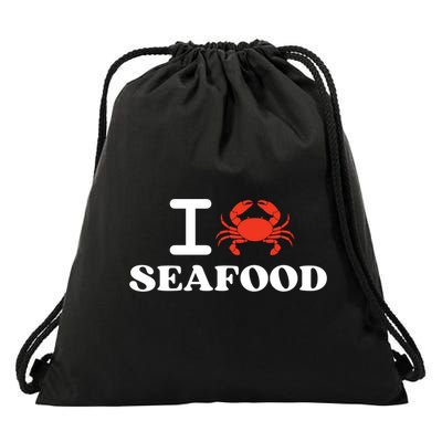 I Love Seafood Crab Shellfish National Seafood Month Gift Drawstring Bag
