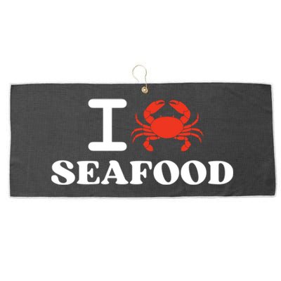 I Love Seafood Crab Shellfish National Seafood Month Gift Large Microfiber Waffle Golf Towel