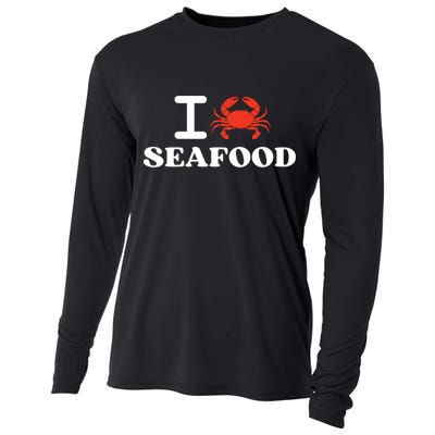 I Love Seafood Crab Shellfish National Seafood Month Gift Cooling Performance Long Sleeve Crew