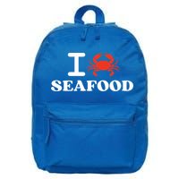 I Love Seafood Crab Shellfish National Seafood Month Gift 16 in Basic Backpack