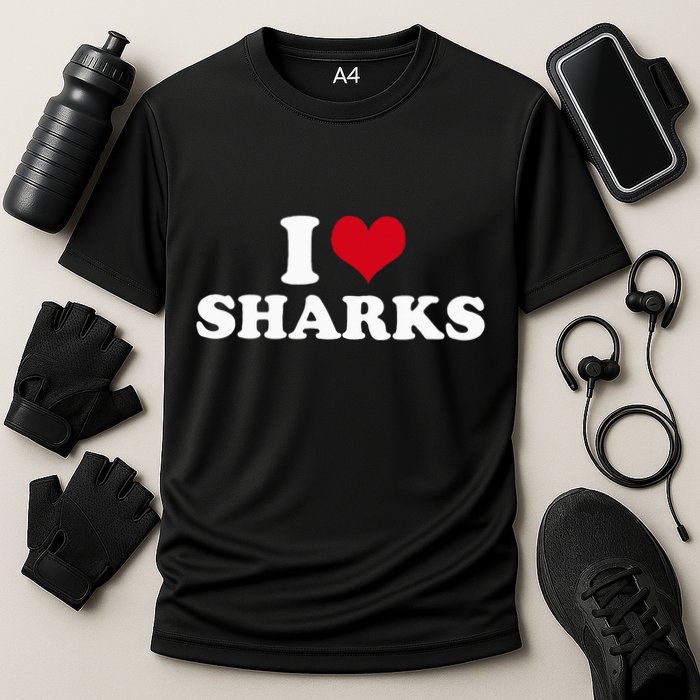 I Love Sharks Cooling Performance Crew T-Shirt