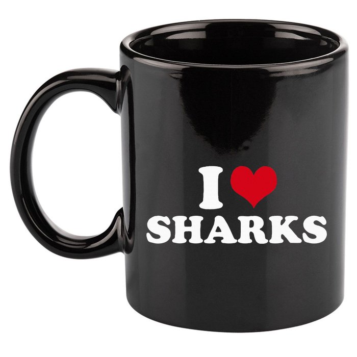 I Love Sharks 11oz C Handle Ceramic Mug