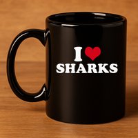 I Love Sharks 11oz C Handle Ceramic Mug